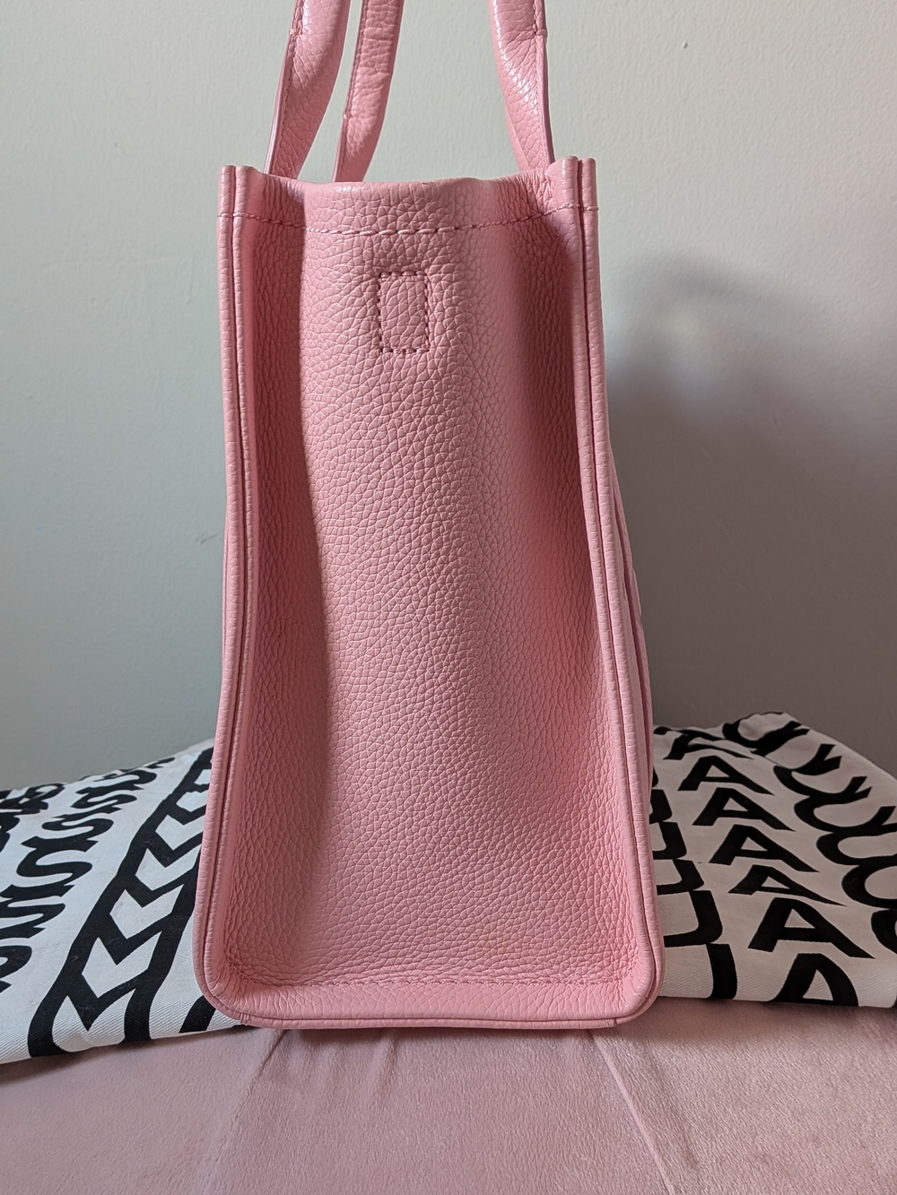 Marc Jacobs Medium Leather Tote Bag Matching Set In Ribbon Pink With Wallet ππ - Picture 7 of 15